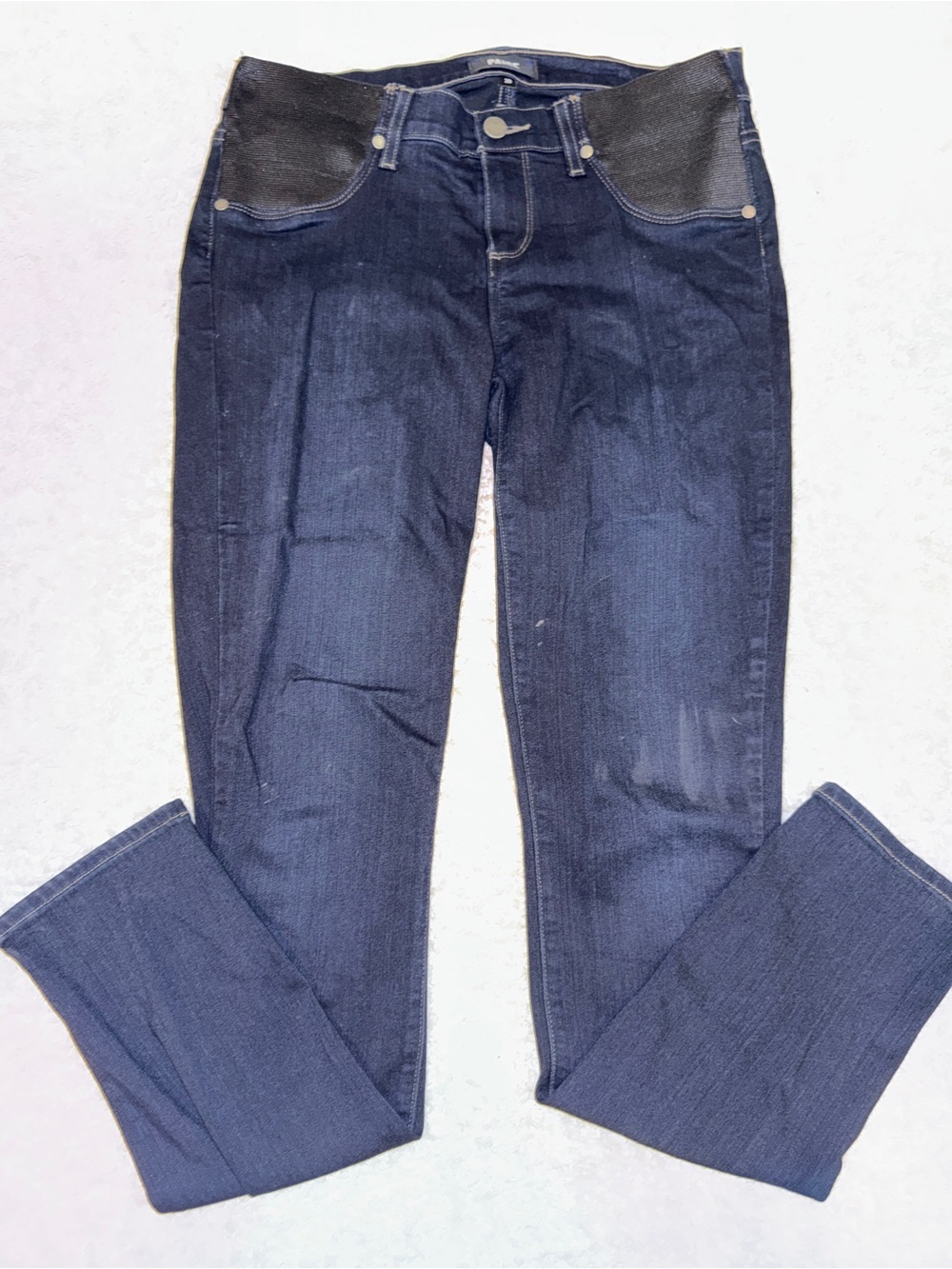PAIGE Dark Indigo Skyline Skinny Maternity Jeans with Black Waist Panels